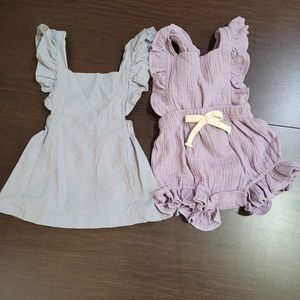 12M-18M Romper and Overall Dress Bundle